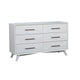 Six Drawers Mahogany Wood Dresser with Splayed Legs, White