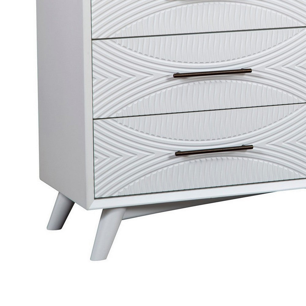 Six Drawers Mahogany Wood Dresser with Splayed Legs White APF-1867-03