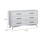 Six Drawers Mahogany Wood Dresser with Splayed Legs White APF-1867-03