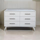 Six Drawers Mahogany Wood Dresser with Splayed Legs, White