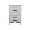 Five Drawers Mahogany Wood Chest with Splayed Legs, White