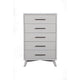 Five Drawers Mahogany Wood Chest with Splayed Legs, White