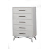 Five Drawers Mahogany Wood Chest with Splayed Legs, White