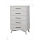 Five Drawers Mahogany Wood Chest with Splayed Legs, White