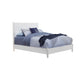 Eastern King Size Wooden Panel Bed with Circular Accent Headboard, White