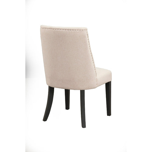 Fabric Upholstered Parson Chairs Set Of 2 Cream And Black