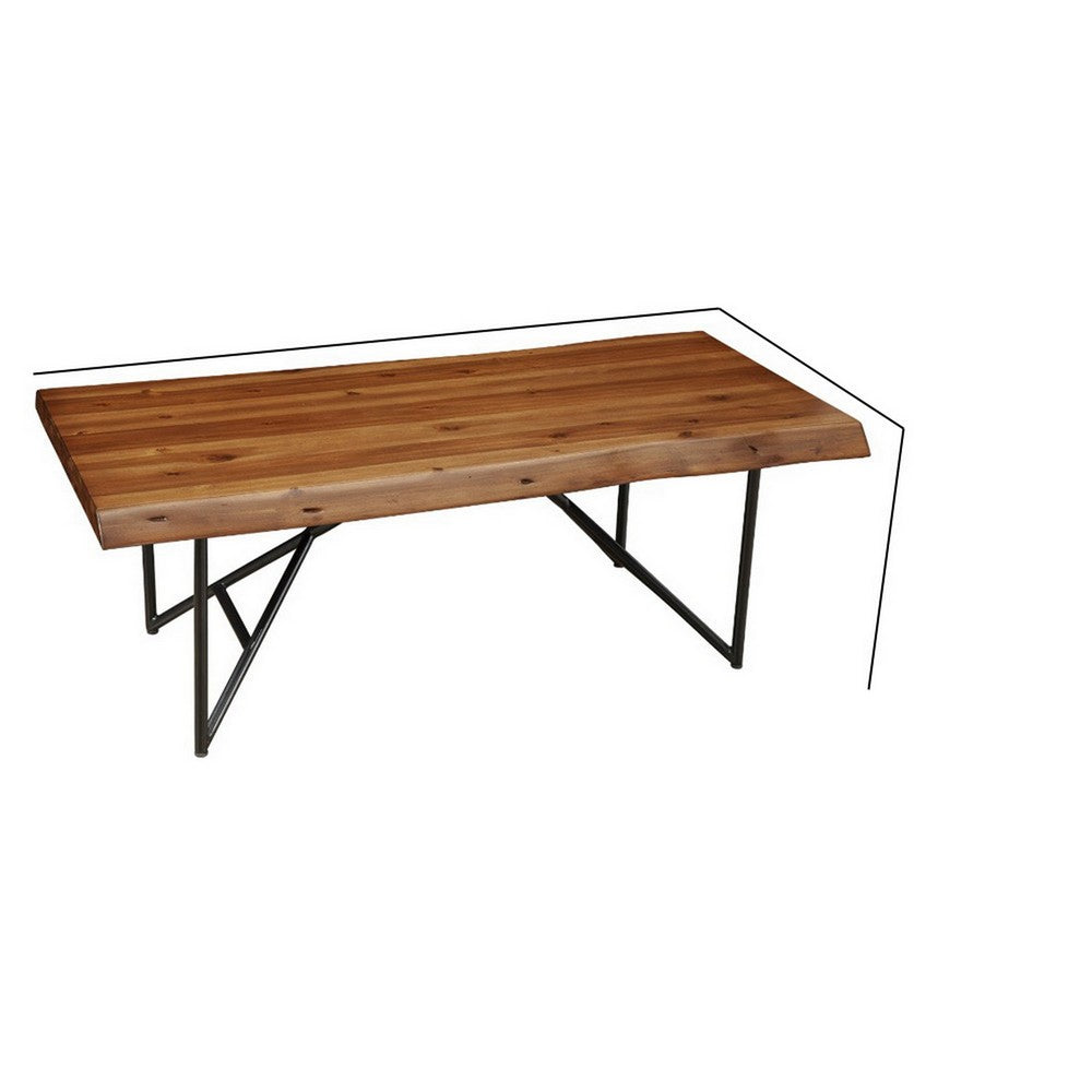 Acaia Wood Coffee/Cocktail Table With Metal Legs Brown