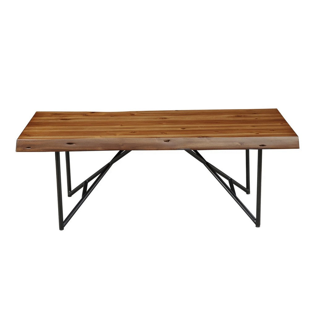 Acaia Wood Coffee/Cocktail Table With Metal Legs Brown
