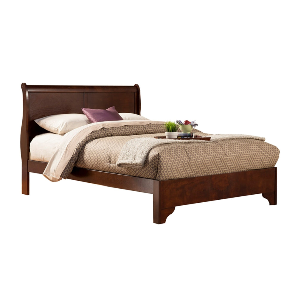 Full Size Low Footboard Sleigh Bed In Rubberwood Brown By Casagear Home