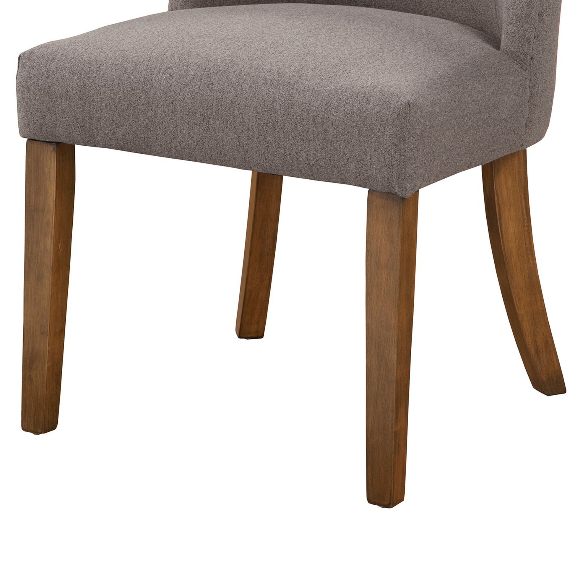 Fabric Upholstered Wooden Side Chairs With Curved Backrest Set of Two Gray and Brown - 2668-12 By Casagear Home APF-2668-12