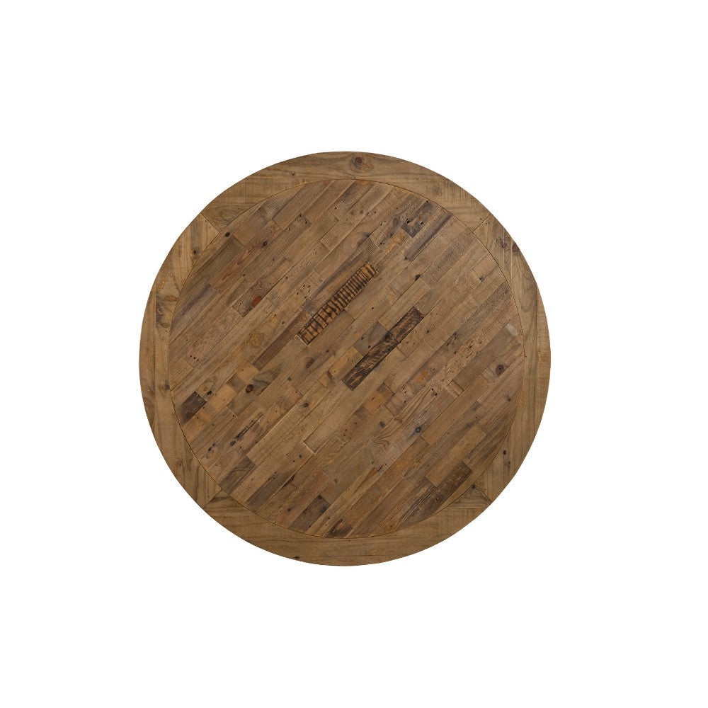 Round Solid Pine Dining Table With Aesthetic Base Brown By Casagear Home APF-2668-25