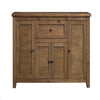 Durable Wooden Server with Four Door Cabinets with Adjustable Shelves, Brown
