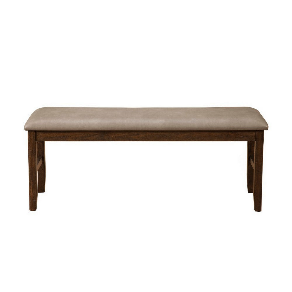 Rubberwood Dining Bench With Padded Upholstery Brown APF-2929-03