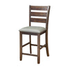 Wooden Pub Height Chairs With Slatted Back and Footrest Set of Two Brown and Gray - 2929-05 By Casagear Home APF-2929-05