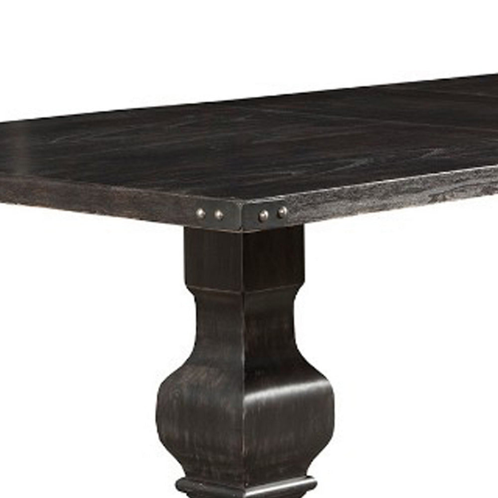 Rubberwood Dining Table With Sturdy Base Black By Casagear Home APF-3868-01