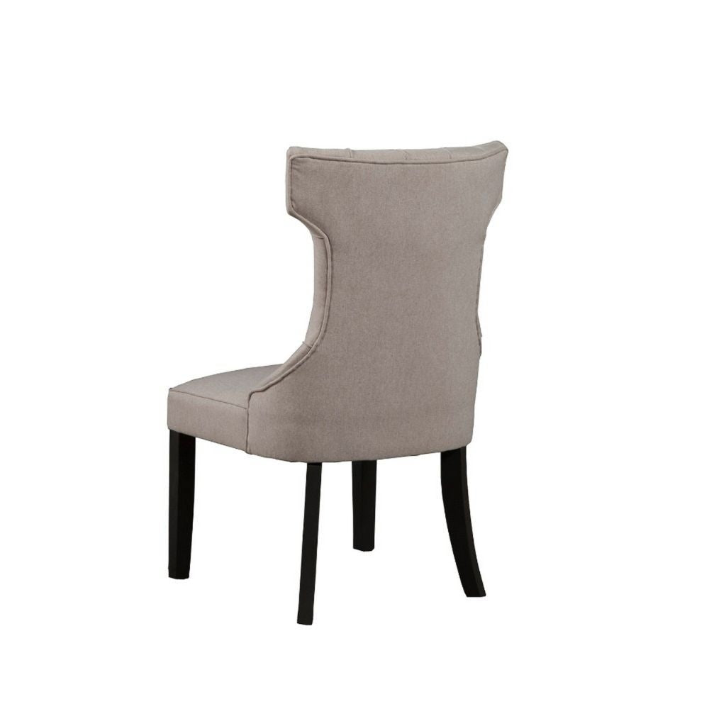 Upholstered Button Tufted Side Chairs With Wooden Base Set Of 2 Gray APF-3868-02