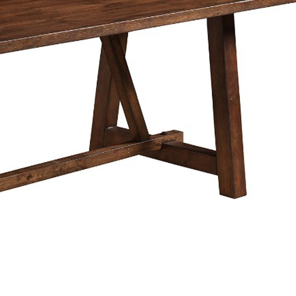 Rectangular Rubberwood Dining Table In Quaint Style Brown By Casagear Home APF-5672-01
