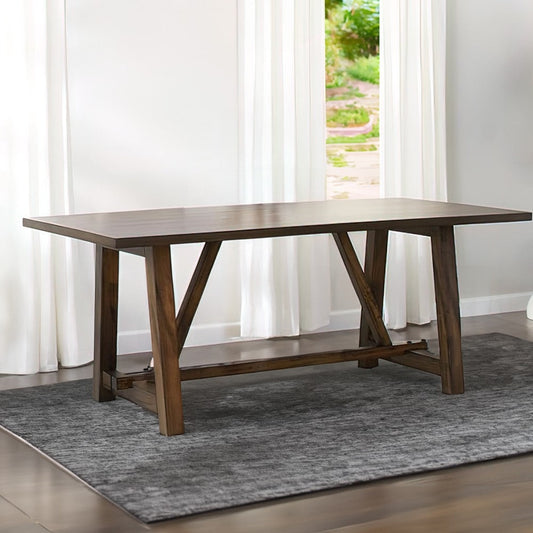 Rectangular Rubberwood Dining Table In Quaint Style Brown By Casagear Home