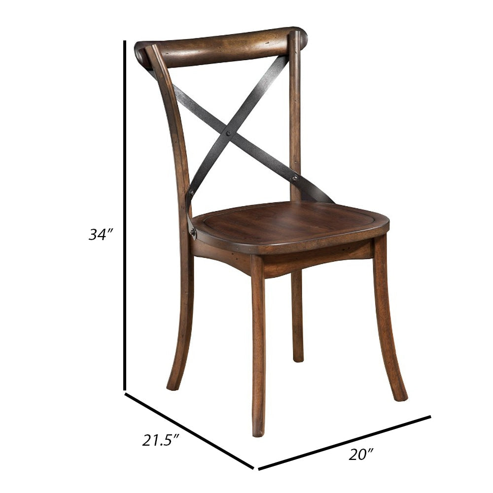Convenient Metal Accented Side Chairs In Rubberwood Set Of 2 Brown APF-5672-02