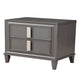 Wooden Nightstand With Two Drawers and Tapered Legs, Gray and White