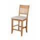 Wooden Pub Chair With Beige Fabric Upholstery Set Of 2