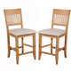 Wooden Pub Chair With Beige Fabric Upholstery Set Of 2