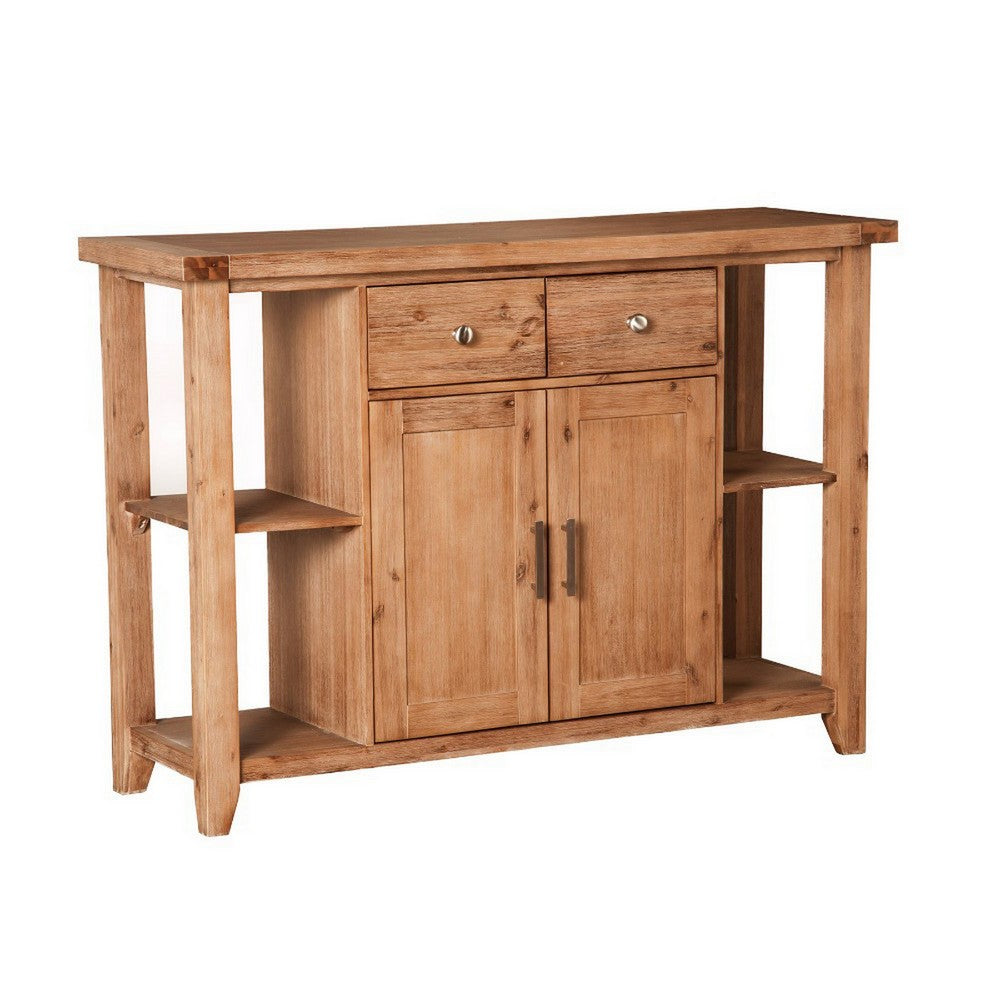 Spacious Wooden Server In Quaint Style With Storage Brown