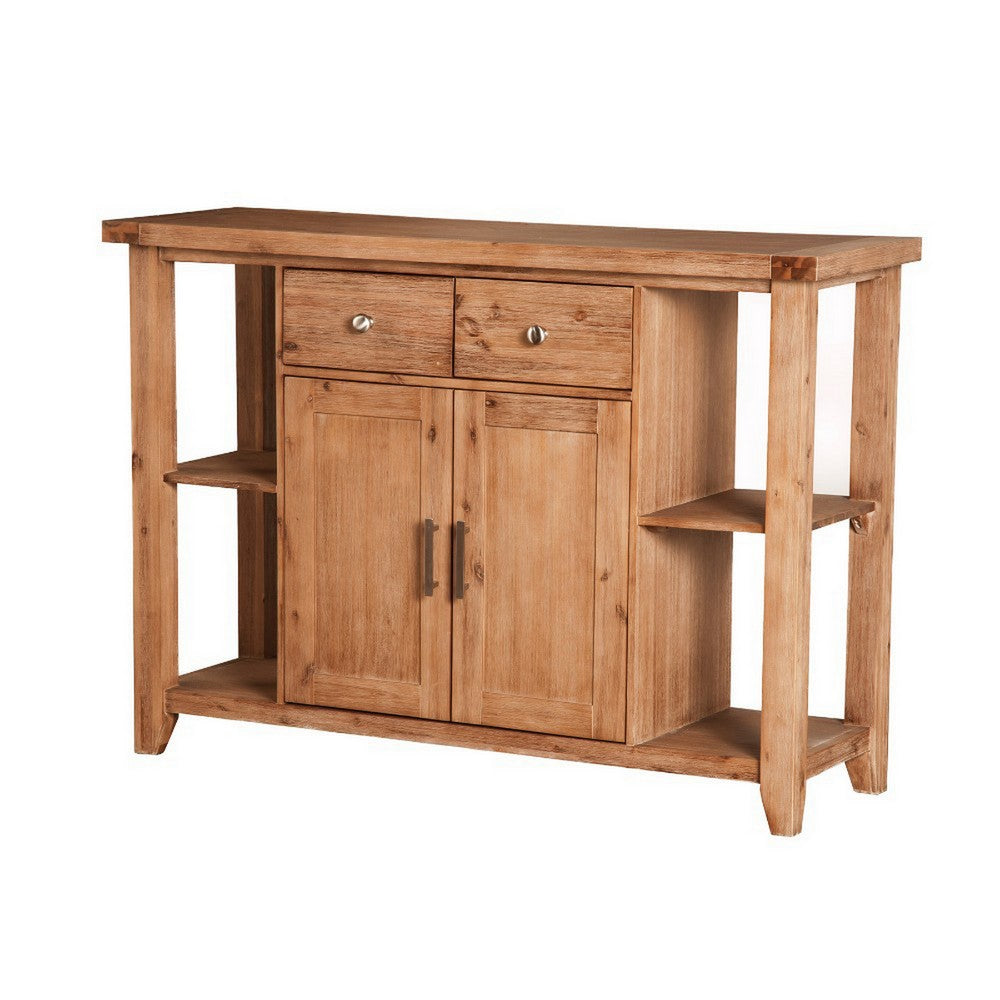 Spacious Wooden Server In Quaint Style With Storage Brown