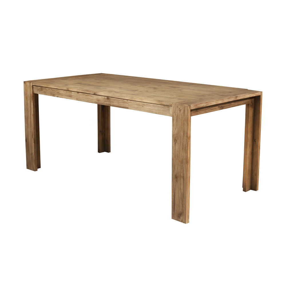 Rectangular Wooden Dining Table with Fixed Top and Block Legs Brown APF-8868-01