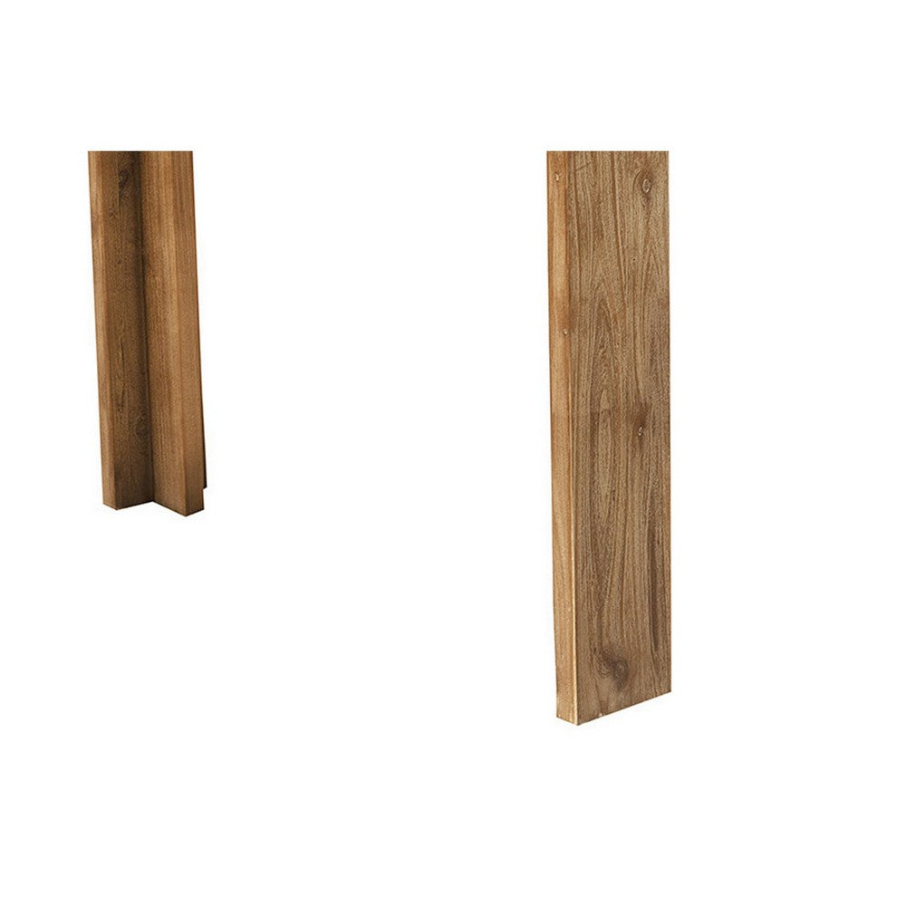 Rectangular Wooden Dining Table with Fixed Top and Block Legs, Brown