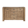 Acacia Wood Sideboard with Four Drawers and Side Cabinets, Brown