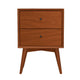 Mid Century 26 Inch Nightstand, 2 Drawers, Mahagony Wood Chestnut Brown
