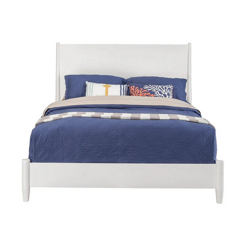 Refined Mahogany Wood Queen Panel Bed, White