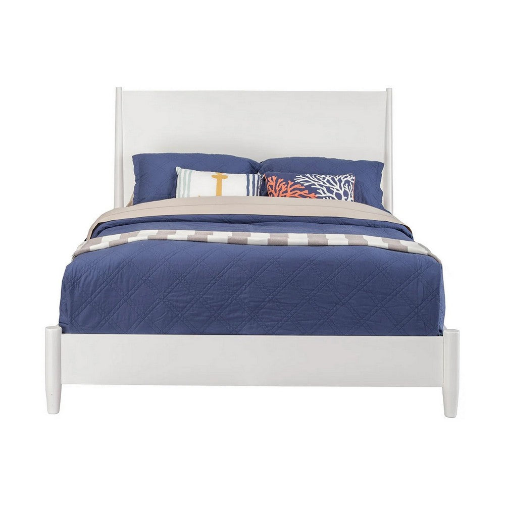 Refined Mahogany Wood Queen Panel Bed, White