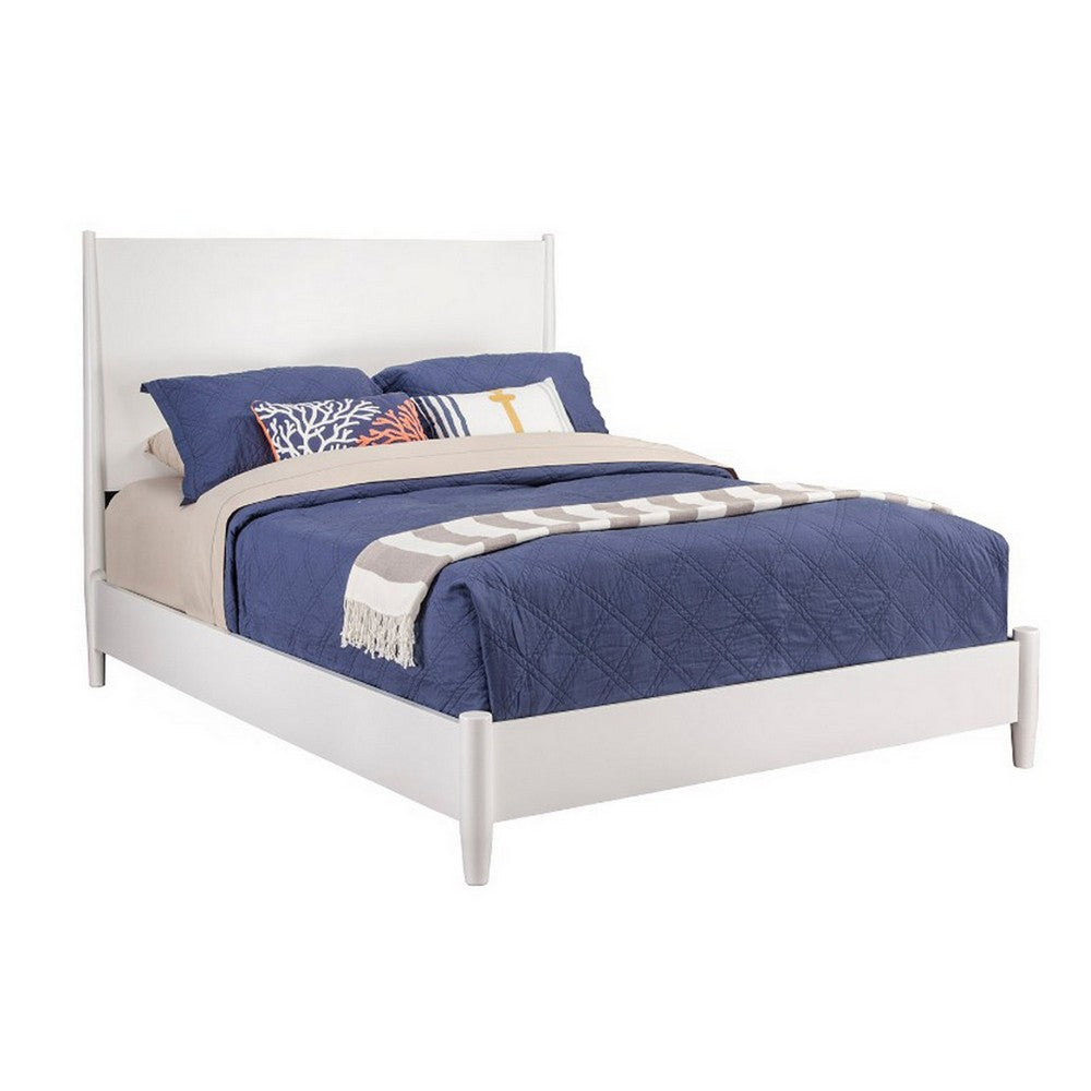 Refined Mahogany Wood Queen Panel Bed, White