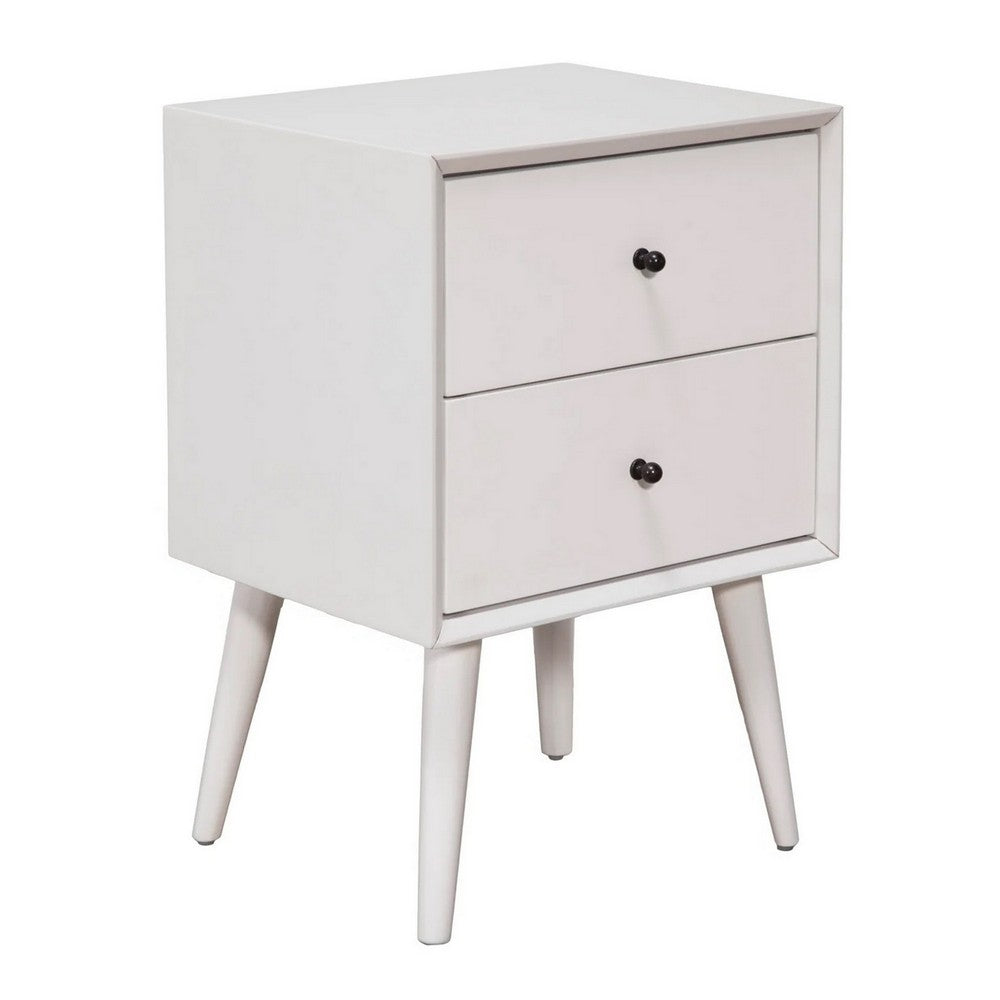 Mahogany Wood Mid Century Nightstand, White