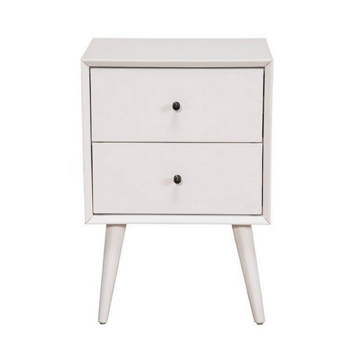 Mahogany Wood Mid Century Nightstand, White