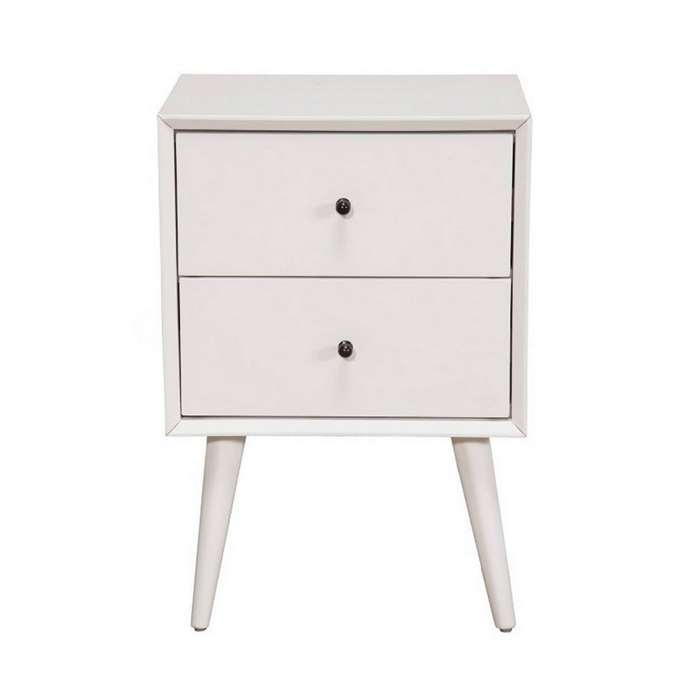 Mahogany Wood Mid Century Nightstand, White