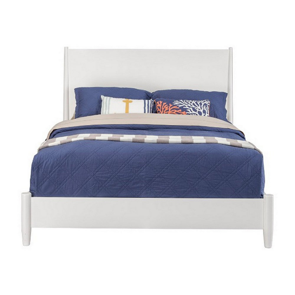 Opulent Mahogany Wood Full Size Panel Bed, White