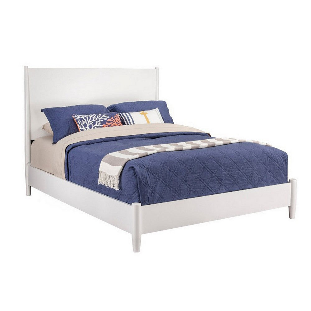 Opulent Mahogany Wood Full Size Panel Bed, White