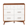 Stylish Wooden Dresser With Seven Drawers and Flared Legs, Brown and White