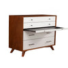 Mid-Century Modern Style Wooden Chest With Four Drawers, Brown and White