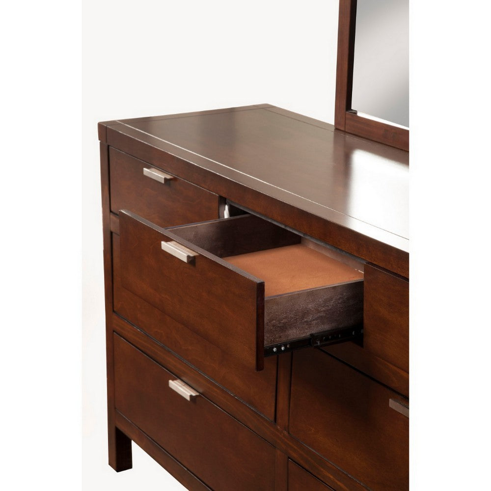 Sprucely Trimmed Select Solids & Veneer Dresser, Brown