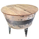 26 inch Accent Round Cocktail Table Tub Like Iron Base Brown Gray Washed White By Casagear Home BM193783