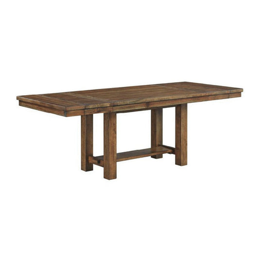 Ashley Rustic Style Acacia Wood Dining Table with Two Separate Extension Leaves, Brown