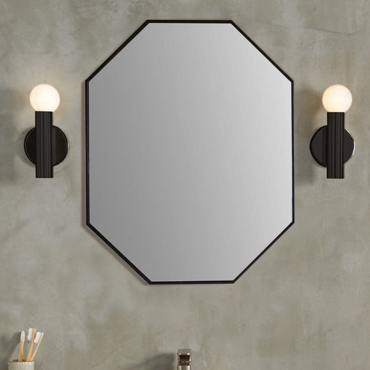 Octagon Metal Frame Mirror in Matte Black BLT-8834-24BL
