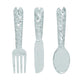 26169 Artistic Cutlery Wall Decor In Metal, Set of Three, Silver-Benzara