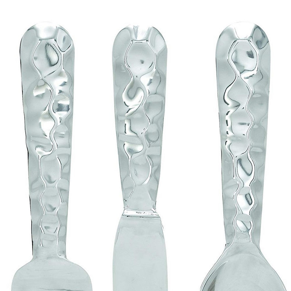 26169 Artistic Cutlery Wall Decor In Metal, Set of Three, Silver-Benzara