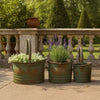 Tinged Metal Bucket Planter With Handles, Patina Rust Finish, Green, Set of 3 - BM01164