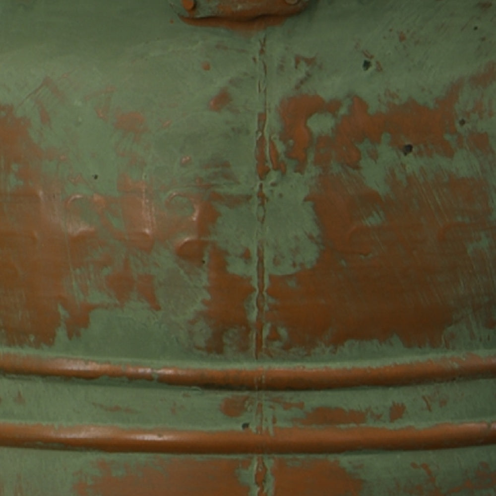 Tinged Metal Bucket Planter With Handles, Patina Rust Finish, Green, Set of 3 - BM01164